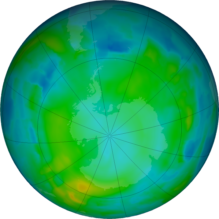 Antarctic ozone map for 27 May 2011